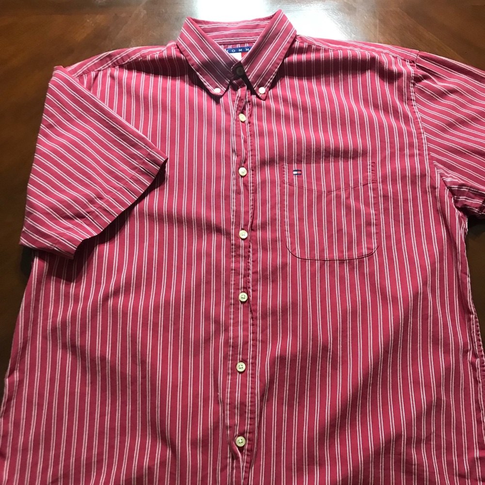 Vintage Tommy Hilfiger Red Striped Shirt Size L